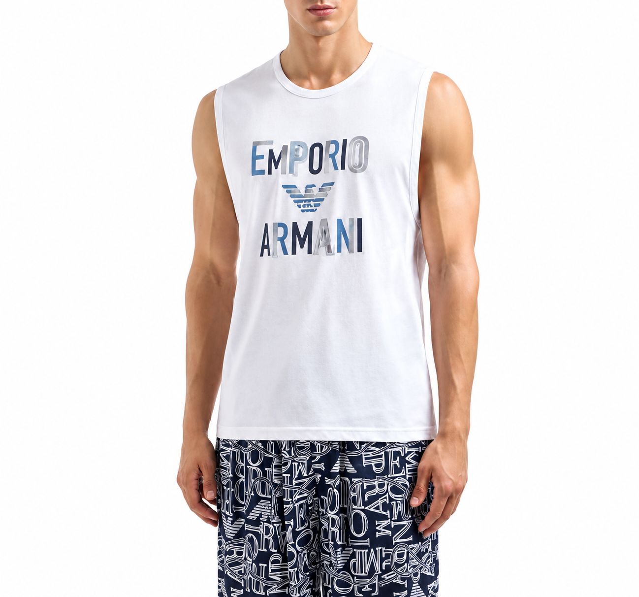 Emporio Armani Mouwloos T-shirt Heren – Wit – Maat M