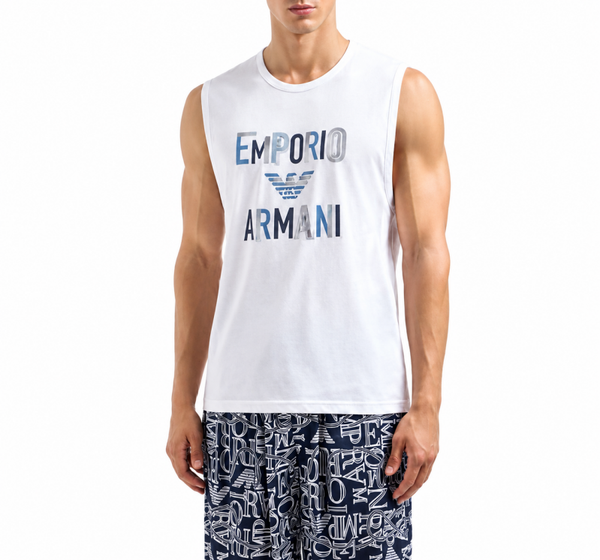 Emporio Armani Mouwloos T-shirt Heren – Wit – Maat M