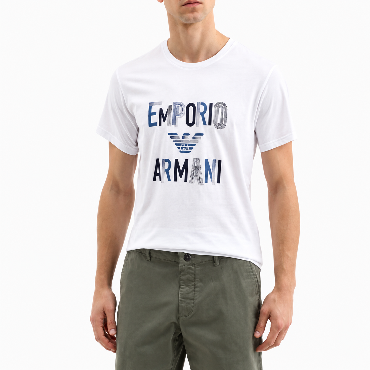 Emporio Armani T-shirt Heren – Wit – 100% Katoen – Maat M
