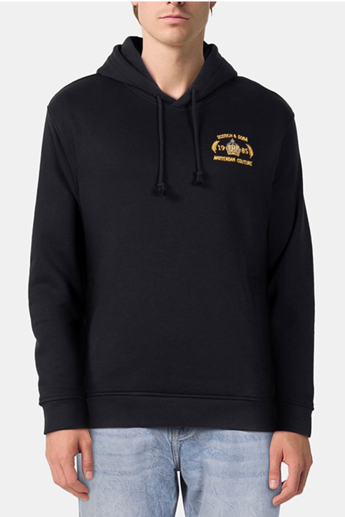 Scotch & Soda Relaxed fit graphic fleece hoodie black