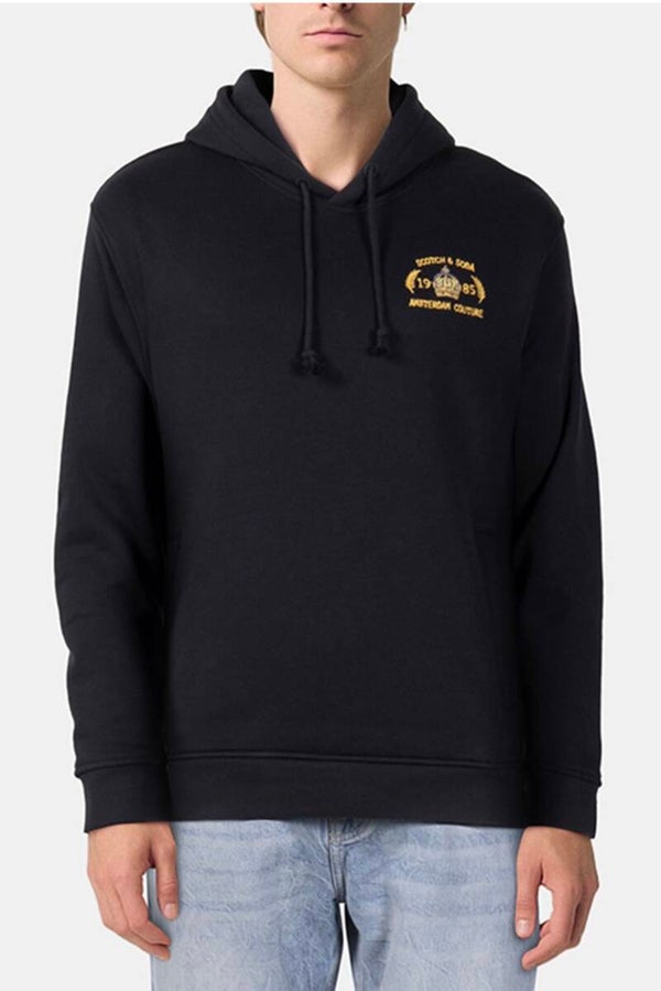 Scotch & Soda Relaxed fit graphic fleece hoodie black
