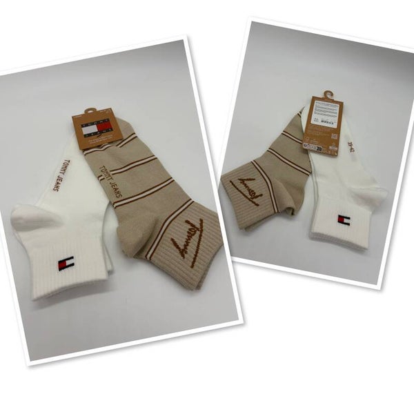 Tommy Hilfiger 39/42 2x enkelsokken beige/wit