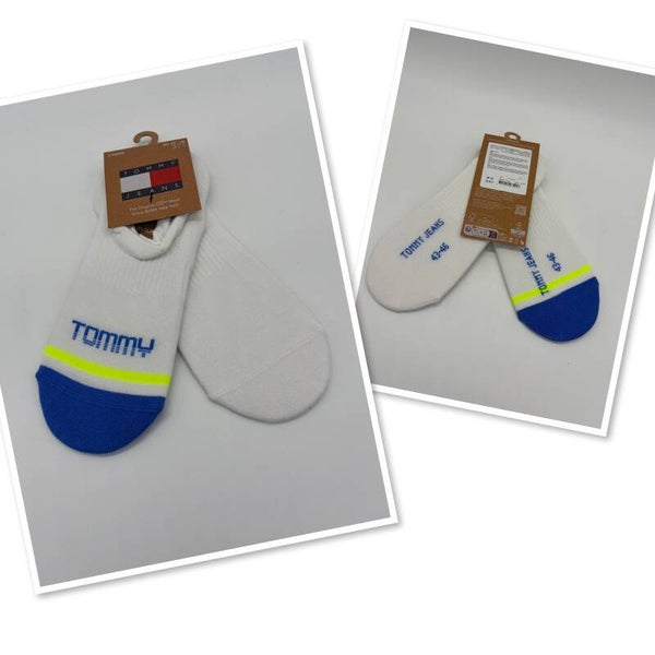 Tommy Hilfiger 43/46 2x enkelsokken wit/geel