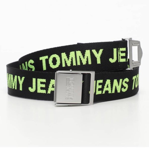 TOMMY HILFIGER - riem - zwart en anijsgroen
