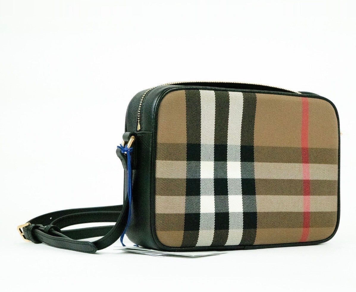 Burberry Check Crossbody Schoudertas Zwart – Unisex Leren Tas