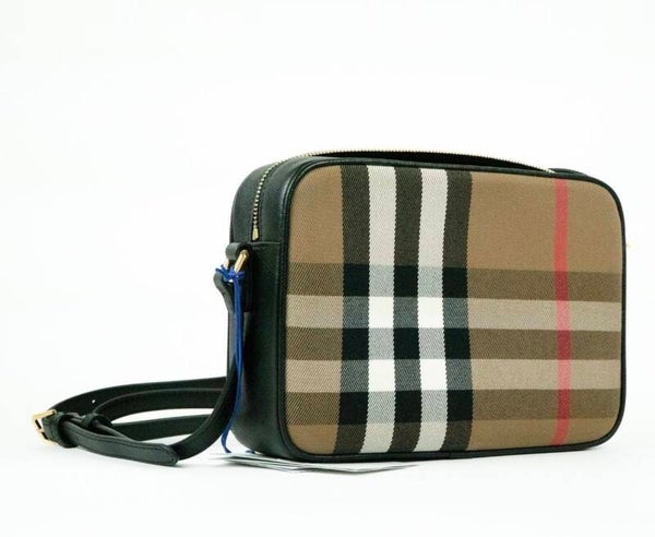 Burberry Check Crossbody Schoudertas Zwart – Unisex Leren Tas