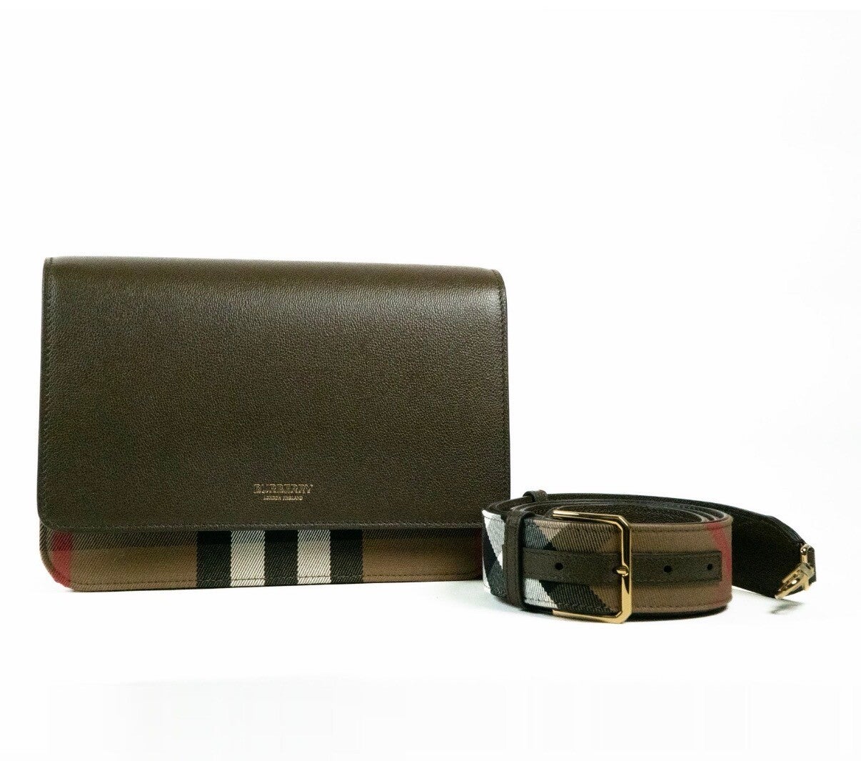 BURBERRY - Schoudertas - leer - kastanjebruin