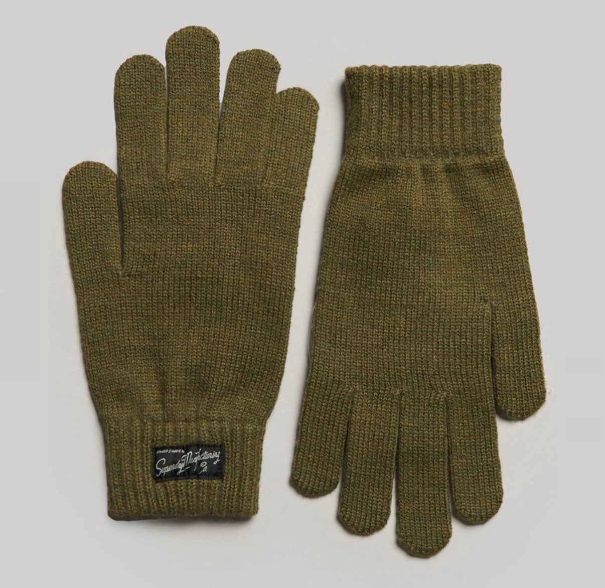 Superdry Gebreide Handschoenen Kaki  Warme Winterhandschoenen
