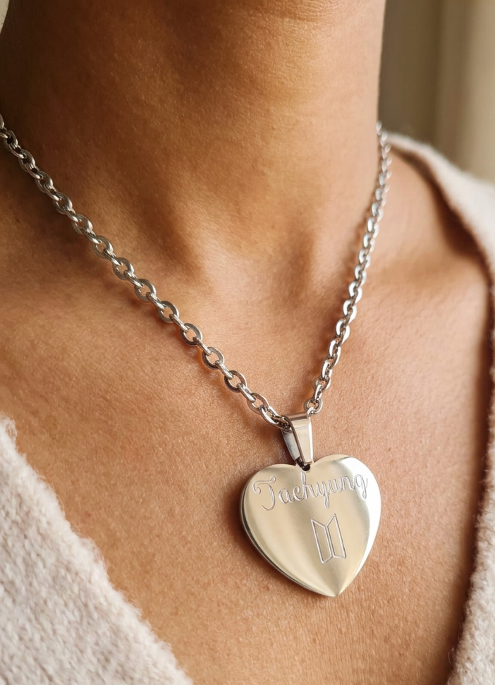BTS Name engraved pendant