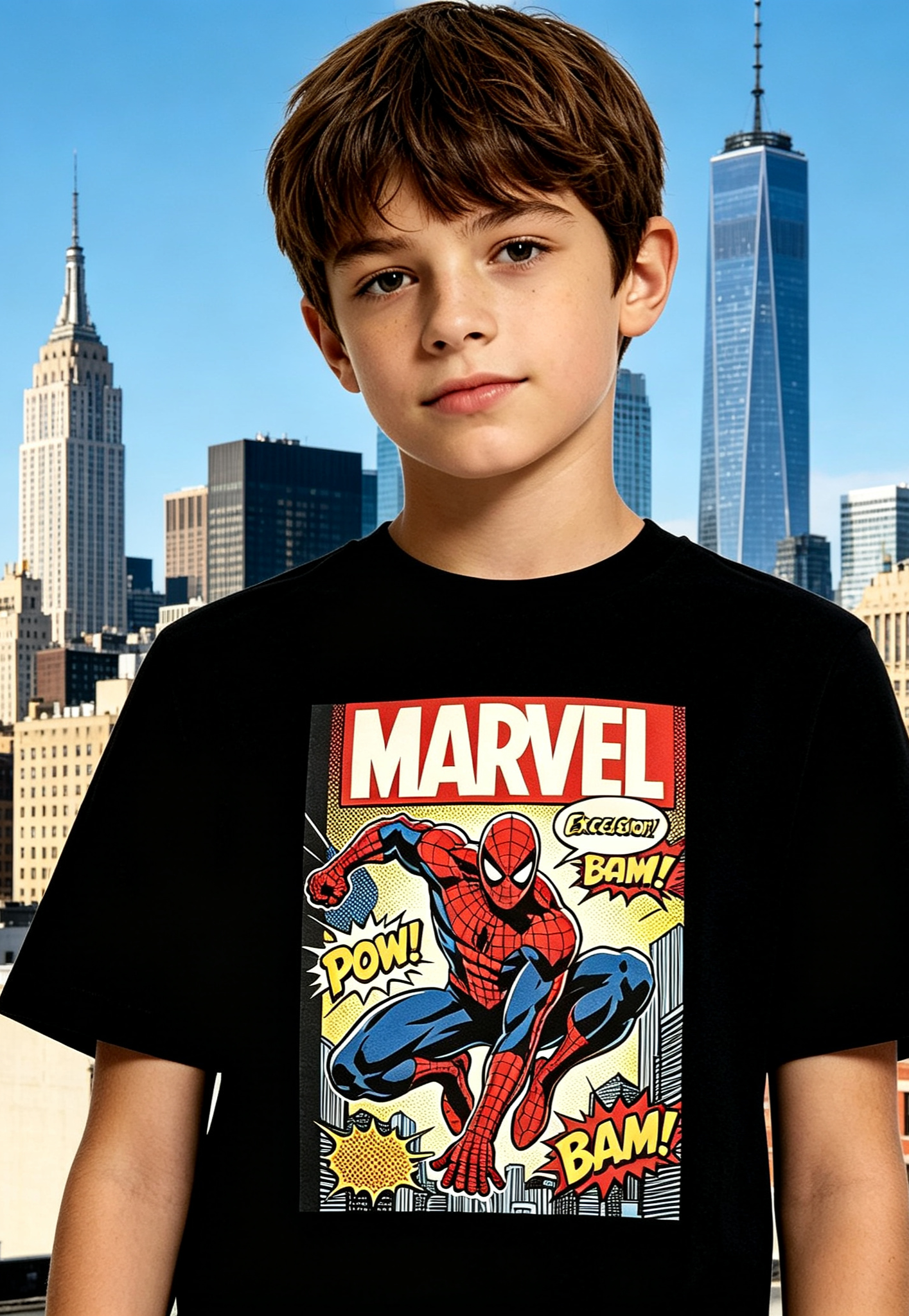 POW spiderman comic tshirt