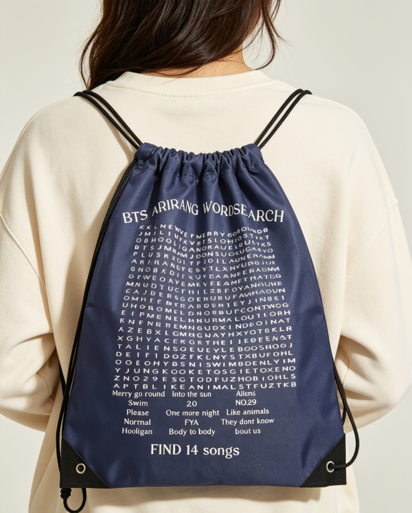 Bts wordsearch drawstring backpack