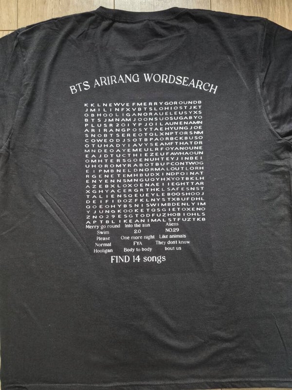 Bts arirang wordsearch tee