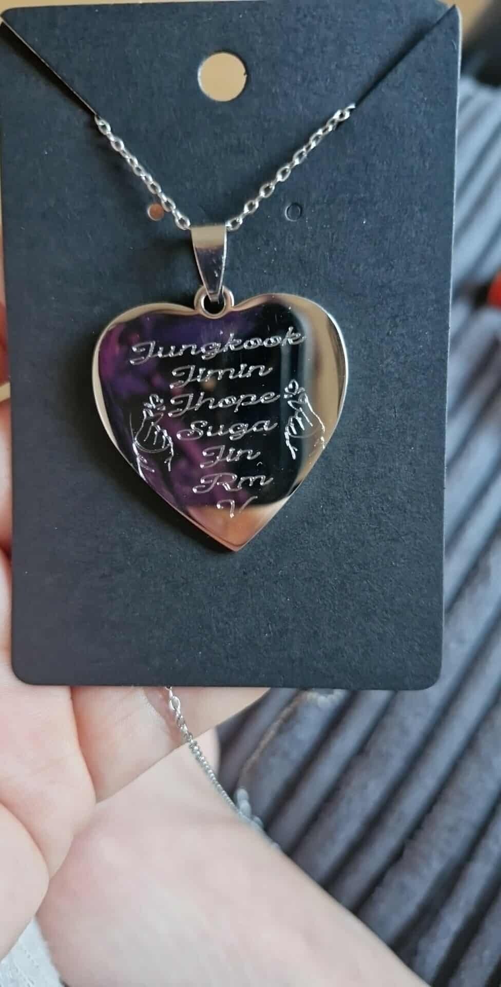 Bts name heart pendant