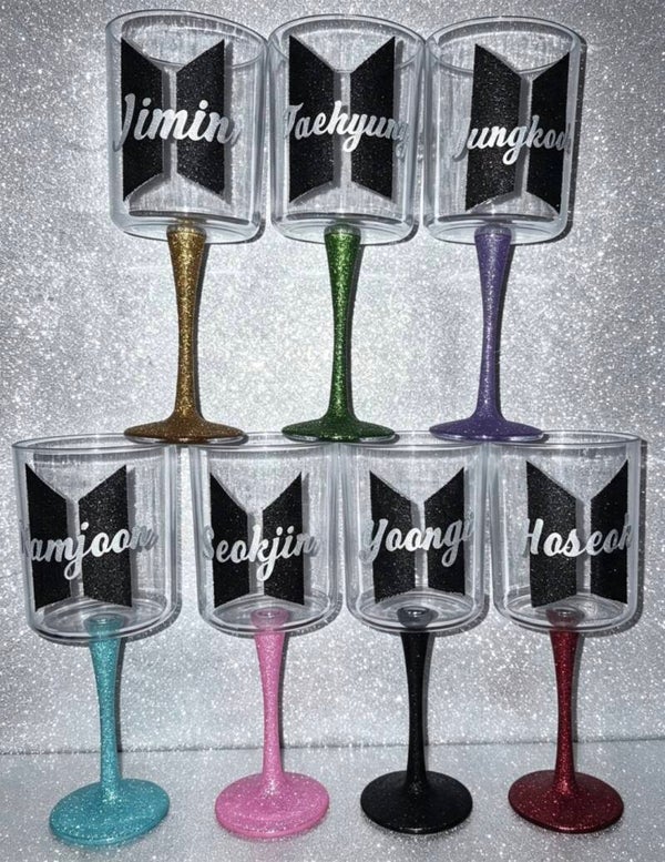 BTS acrylic wine glasses