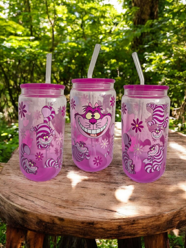 Trinkglas mit Deckel & Strohalm