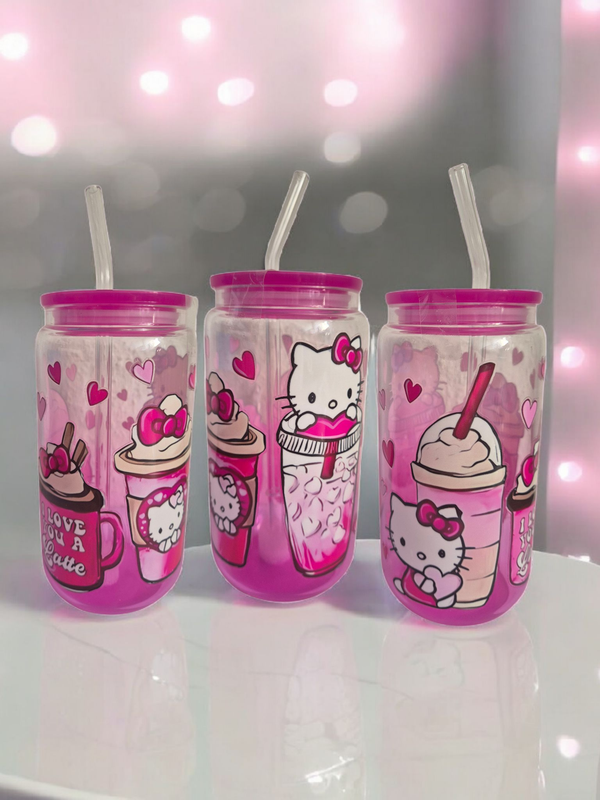 Trinkglas mit Deckel & Strohalm