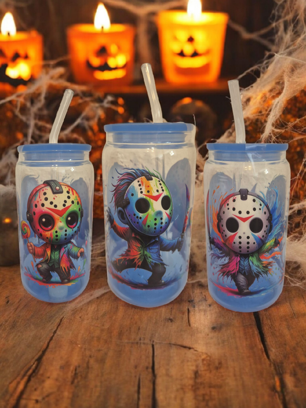 Trinkglas mit Deckel & Strohalm