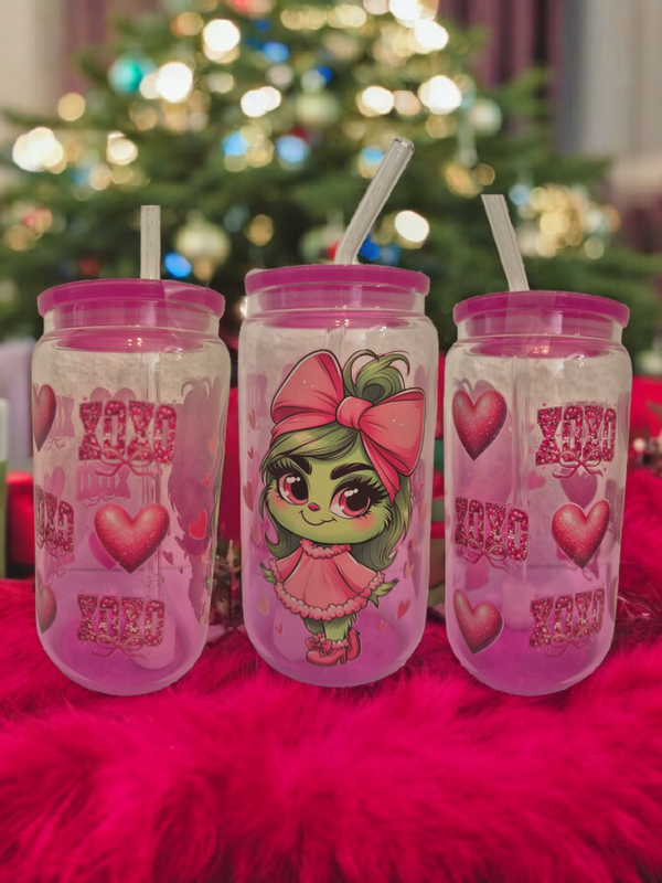 Trinkglas mit Deckel & Strohalm