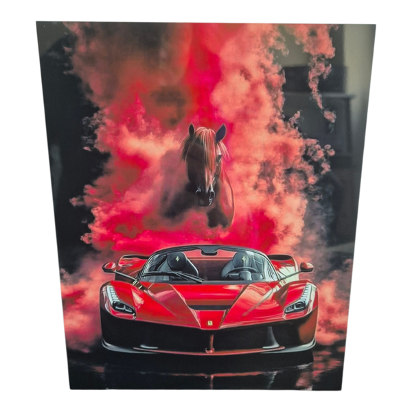 Aluplatte mit Roten Ferrari