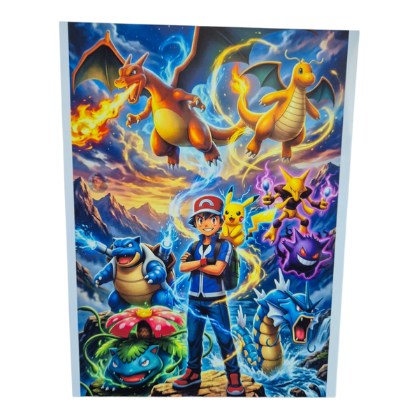 Aluplatte mit Ash und Pokemon