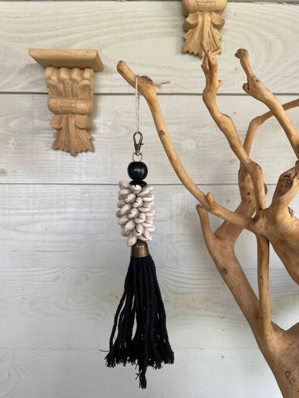 Sleutelhanger schelpen zwart