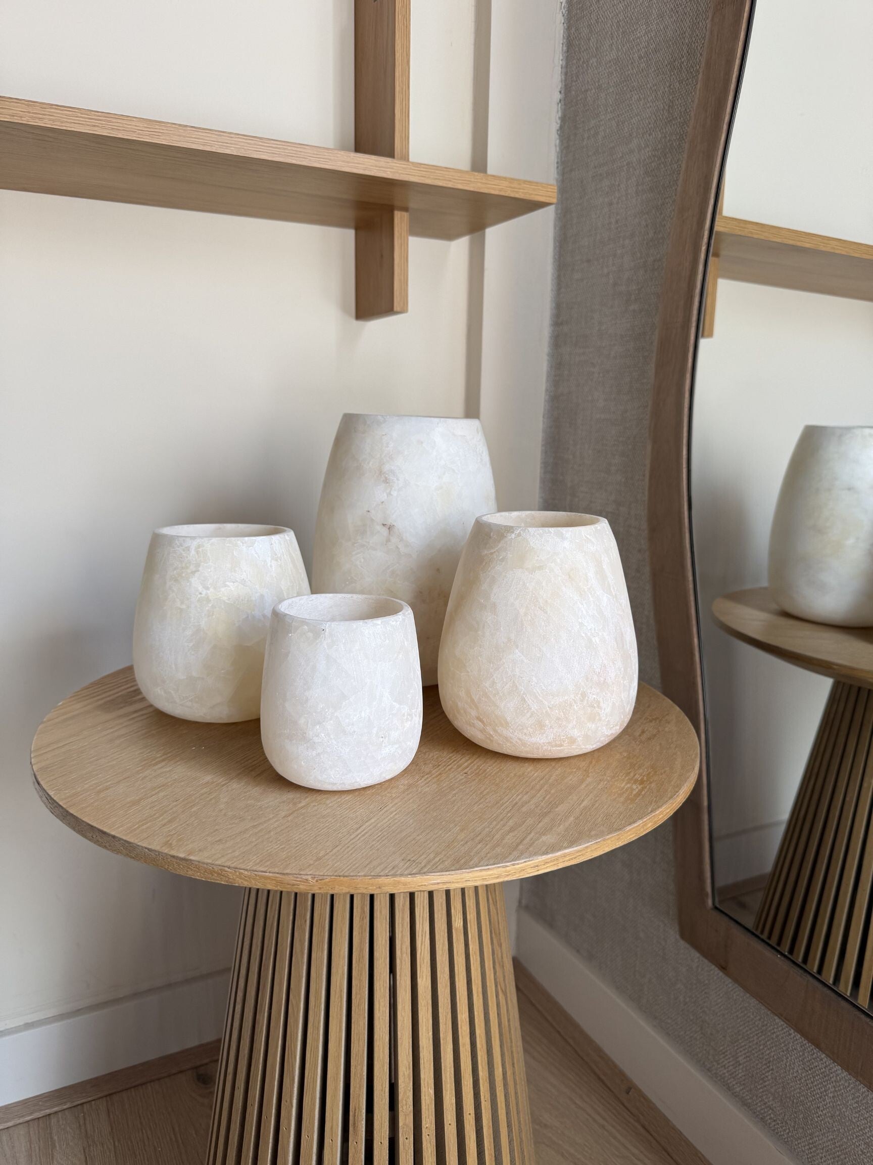 Albasten windlicht Druppel – handgemaakt sfeerlicht van natuurlijk alabaster