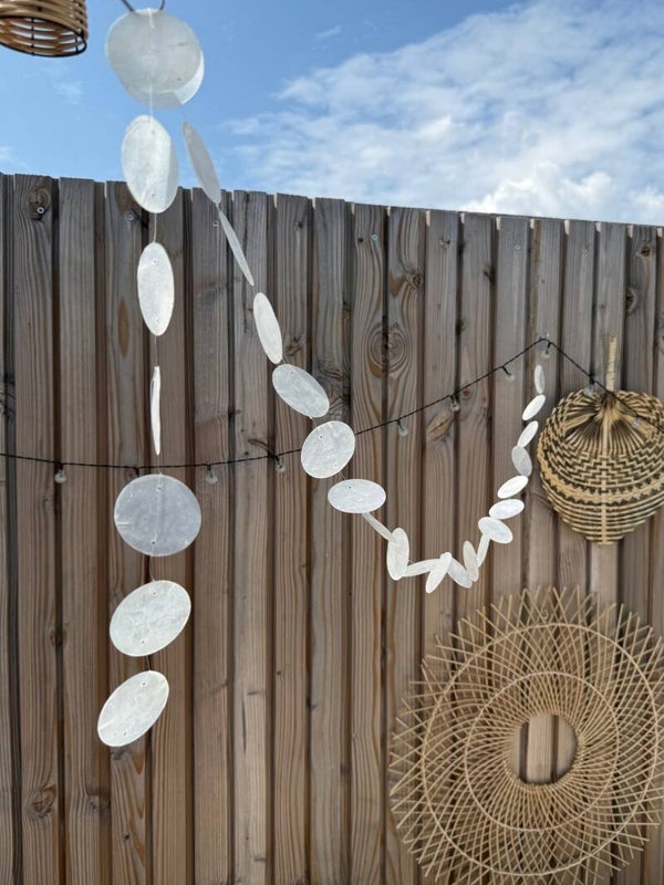 Decoratieve Capiz Slinger Parelmoer Wit – 150 cm – Handgemaakt van Geslepen Capiz Schelpen