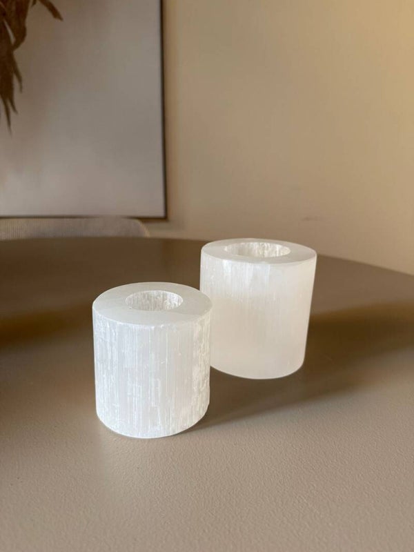 Seleniet Windlicht maat L – Natuurlijke Elegantie & Zachte Lichtgloed