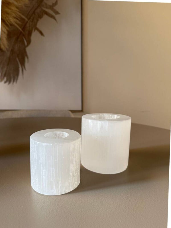 Seleniet Windlicht Maat M – Natuurlijke Elegantie & Zachte Lichtgloed