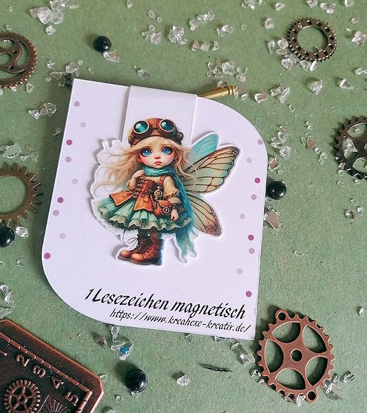"Freya"  Steamelfen Lesezeichen magnetisch