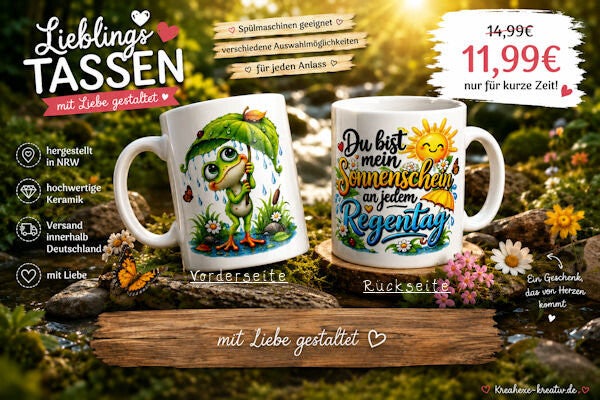 Keramiktasse " nix ausser Frösche "
