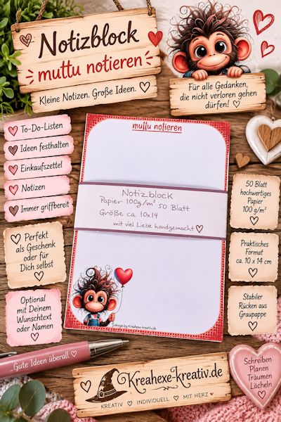 Notizblock  "muttu notieren" Personalisierbar