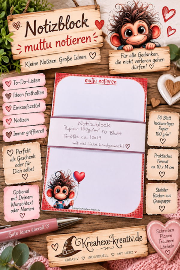 Notizblock  "muttu notieren" Personalisierbar