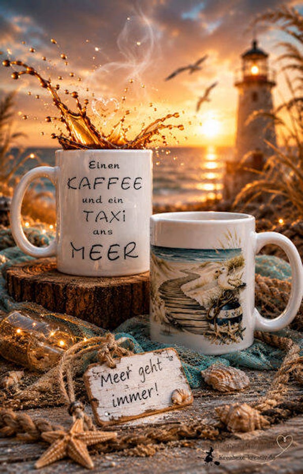 Keramiktasse " Taxi ans Meer "