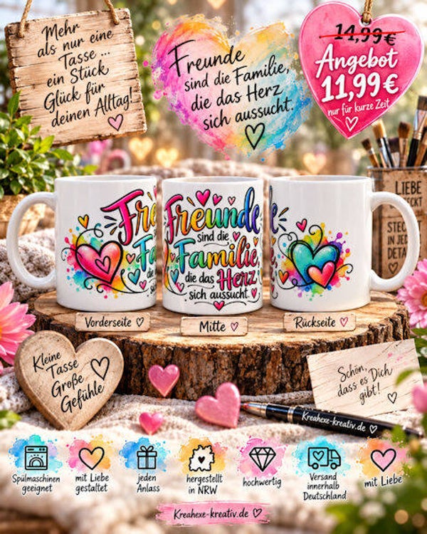 Keramiktasse " Freundschaft ist Familie "