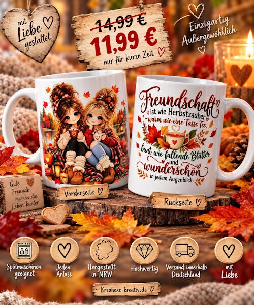 Keramiktasse " Freundschaft ist wie Herbstzauber "