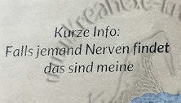 Stempelgummi  " Kurze Info... "