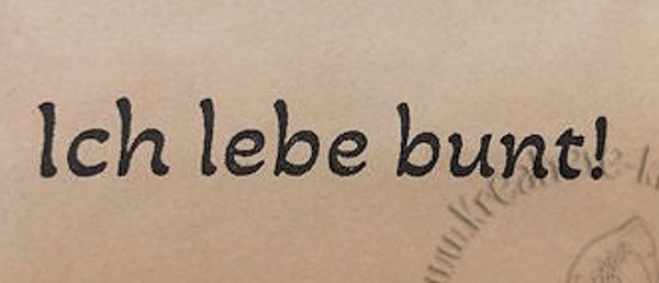 Stempel  "Ich lebe bunt!  "