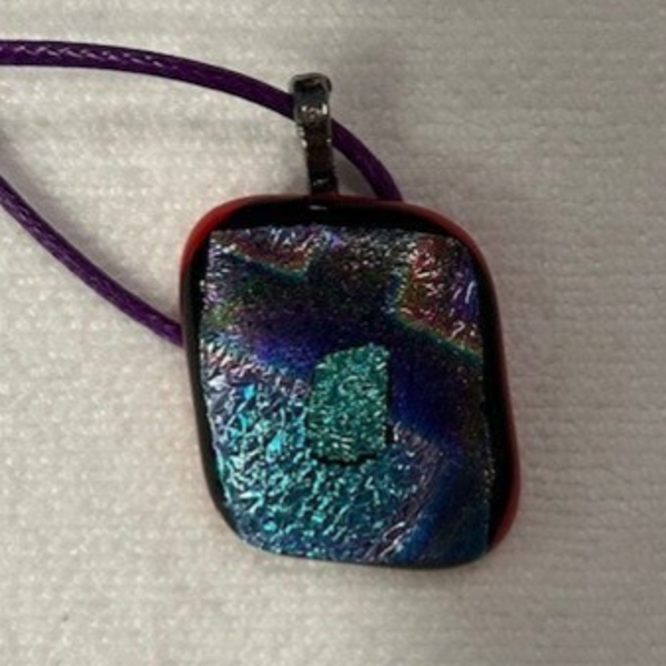 Dichroic Glass Pendant Multi Glitter, Square