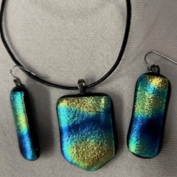 Dichroic Glass Pendant & Earring Set