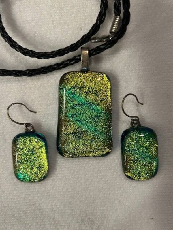 Dichroic Glass Pendant & Earring Set