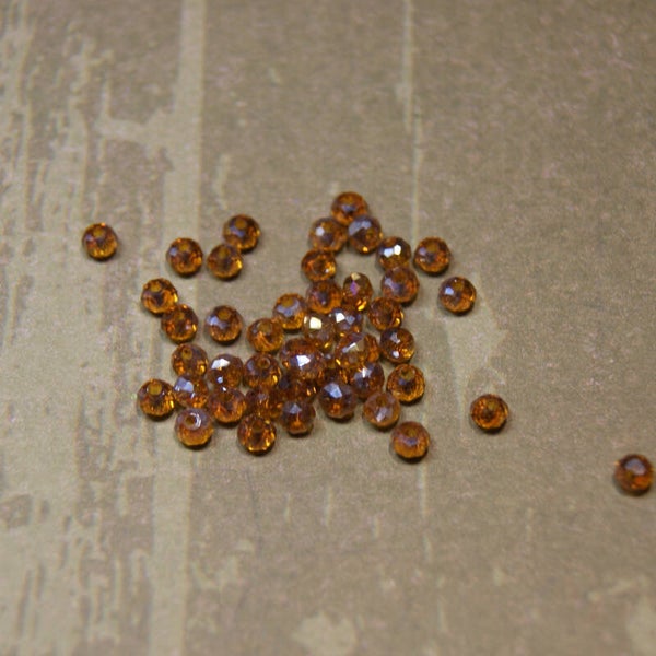 perle cristal AMBRE FONCÉ 3,5x4