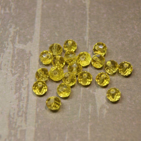 Perle cristal JAUNE FONCÉ 6x4