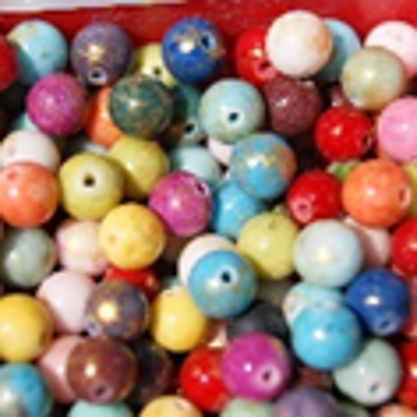 perle jade multicolor doré Ø6