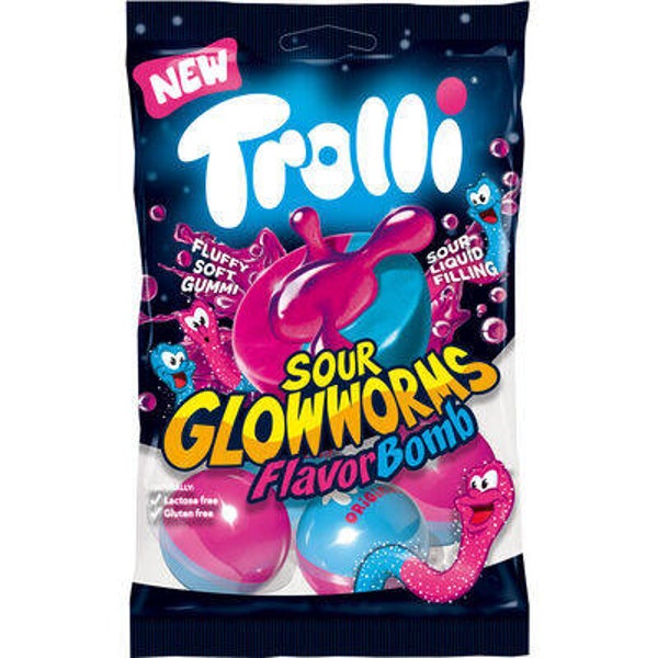 Trolli flavor bomb sour glowworms 75gr - 4st