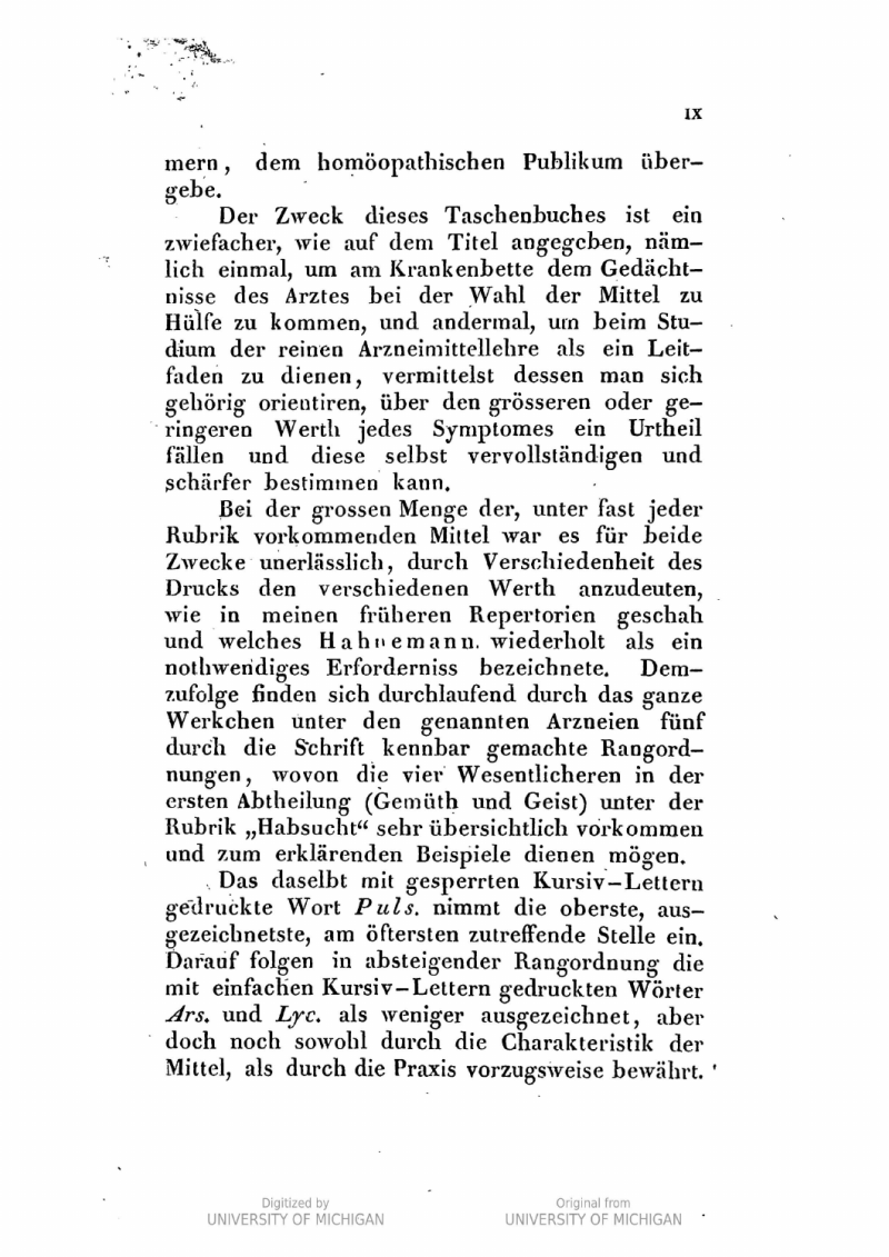 Bönninghausen 1846 preface page IX describing five typographical ranks.