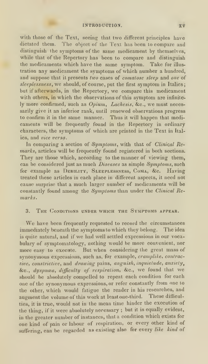 Jahr 1850 introduction page xv comparing symptoms within a remedy and remedies under a symptom.