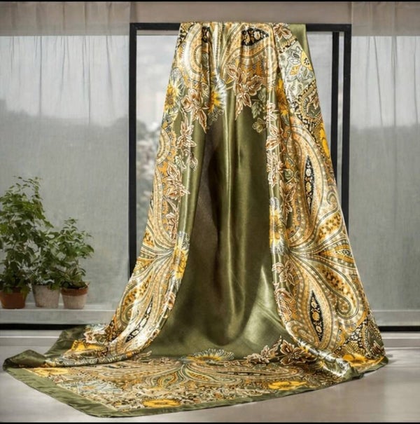 Foulard satin vert et or