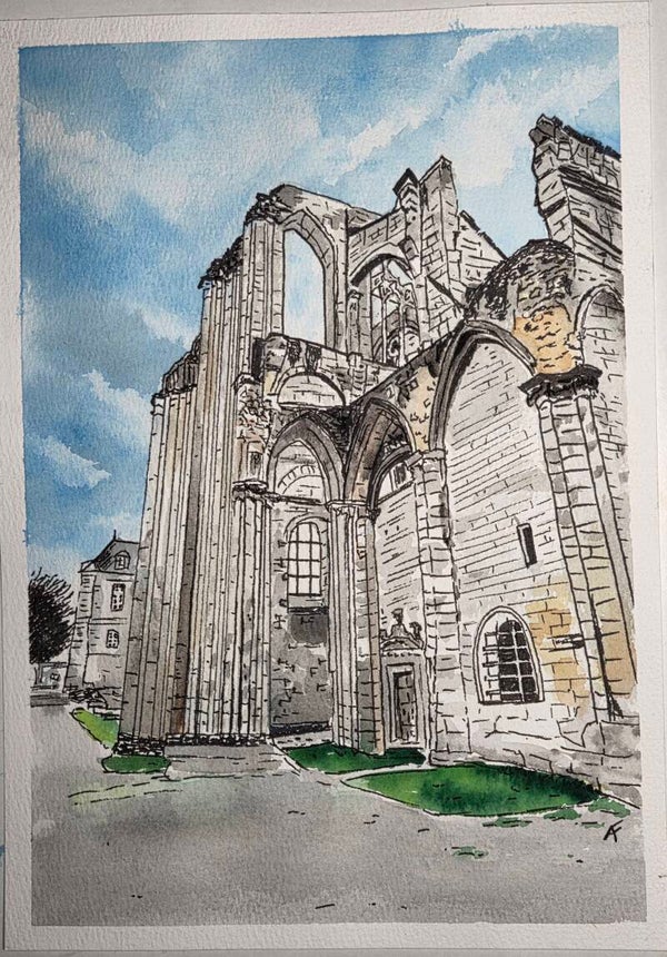 Abbaye Saint-Wandrille (aquarelle)