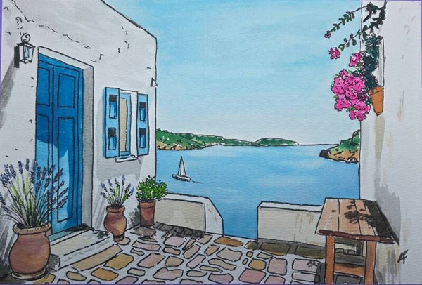 La pause bleu (aquarelle)